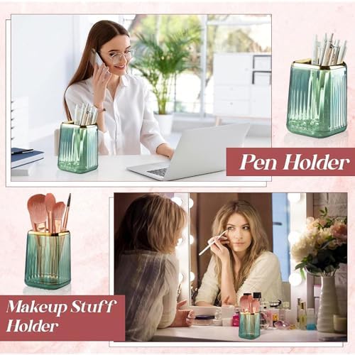 Green Plastic Pen Holder for Desk, Pencil Organizer Cup for Desk & Office