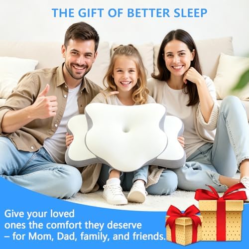 Cervical Neck Pillow for Neck Pain Relief & Side Sleeper | Ergonomic Pillow for Sleep Apnea, Neck Pain, and Snoring Relief | Orthopedic Memory Foam with Ergonomic Neck Support, White, Standard
