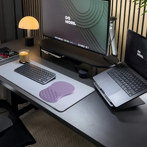 Ergonomic Mouse Pad Wrist Support with Massage Design,Classic Purple Wrist Pain Relief Mousepad with Memory Foam,Non-Slip PU Base