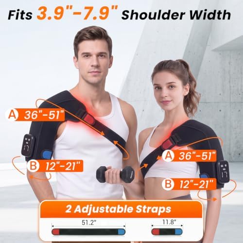Cordless 3D Red Light Shoulder Wrap, 100 LEDs Infrared Massage Wrap,5000mAh