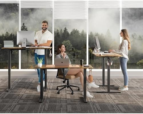 55 x 24 Inch Electric Standing Desk, 3 Memory Presets, Brown