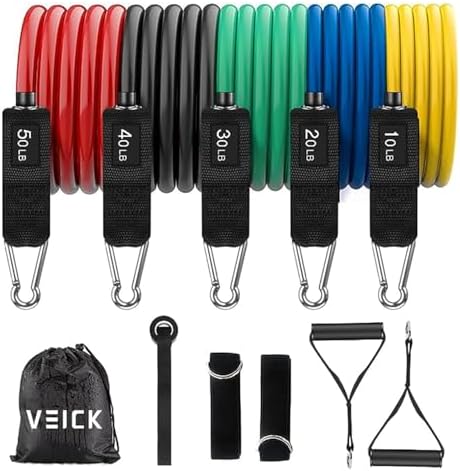 VEICK Resistance Bands with Handles, Exercise Tube Bands Set for Workouts