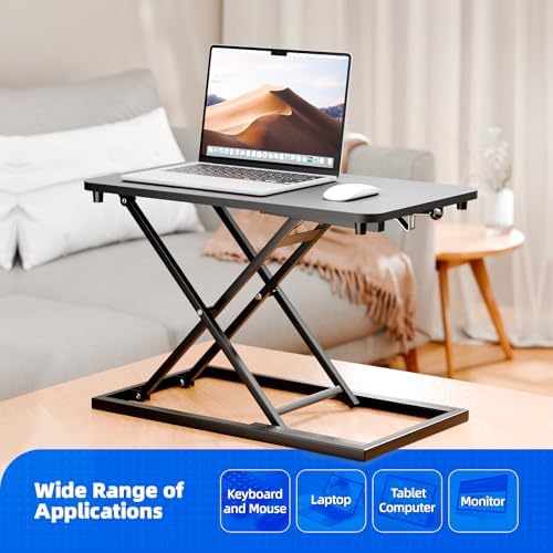Standing Desk Converter Height Adjustable, Sit to Stand up Desk Riser Computer Workstation use in Laptop and Single Monitor Ergonomic Desktop Workstation for Home Office - Black