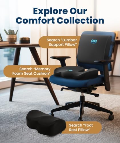 Everlasting Comfort Lumbar Support Pillow for Office Chair - Improves Posture, Promotes Back Pain Relief - Superior Back Support for Gaming and Desk Chairs - Lumbar Pillow for Car, Couch