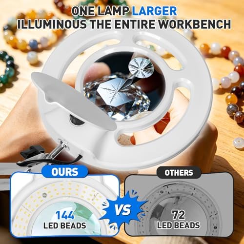 KIRKAS Magnifying Glass with Light, 2,200 Lumens Magnifying Lamp 12X 30X