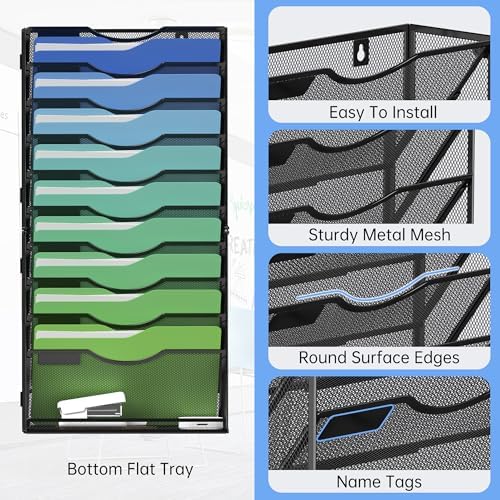 Kuntine.B Wall File Organizer Office Hanging Magazine Holder Wall File Organizer for Office Home