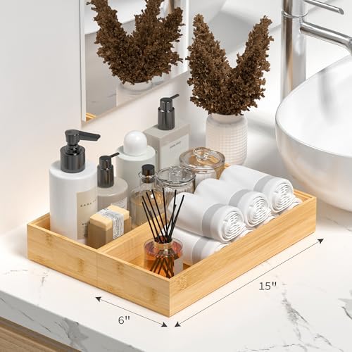 Bamboo Kitchen Drawer Organizer, Deep 2-Pack, 17" x 6" x 2.5"