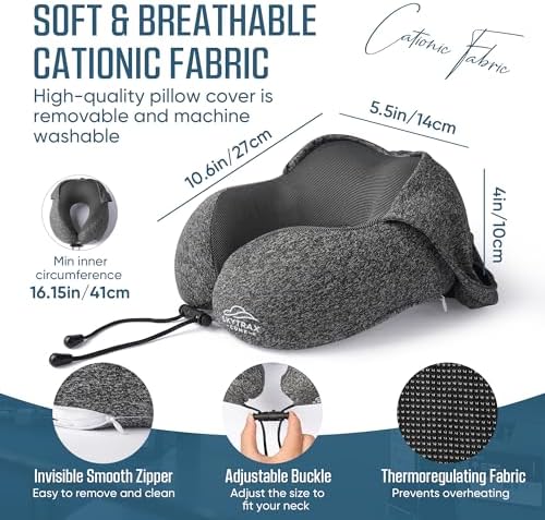 SkytraxComf® Travel Neck Pillow with Hood for Privacy on Long Flights
