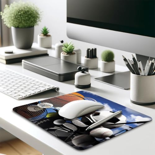 Sports Mouse Pad, Soccer Darts Ice Hockey Baseball Basketball Desk Mat