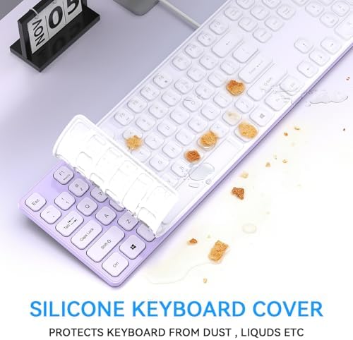 USB Wired Keyboard for window,Comfortable Quiet Chocolate Keys, Durable Ultra-Slim Wired Computer Keyboard(QWERTY) for PC, Windows 11/10/8/7/XP/Vista KB1430 (KB435 Purple, Wired Keyboard For Windows)