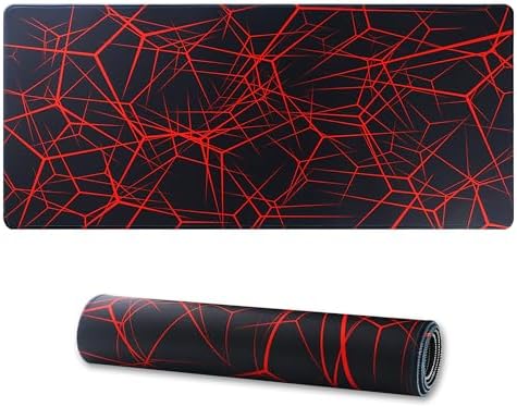 Large Mouse Pad,Non-Slip Rubber Base,[27.5x11.8IN] Computer Desk Mat for PC, Mac, Laptop - Stitched Edges and Smooth Surface for Office, Home, Work-70x30 Redline