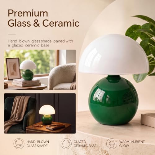 Dawnwake Mushroom Lamp Table Lamp for Bedroom-Small Table Lamps,Dark Green