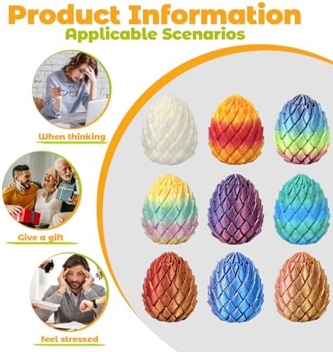 3D Printed Twisty Fidget Dragon Eggs, Rotating Sensory Desk Toys(4pcs)
