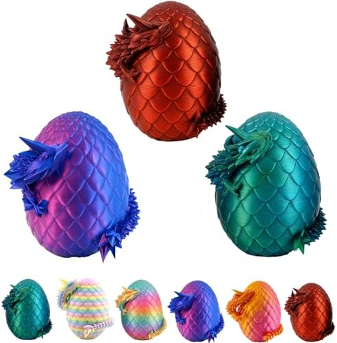 3PC 3D Printed Dragon Egg with Articulated Dragon Inside,Fidget Toy for Kid