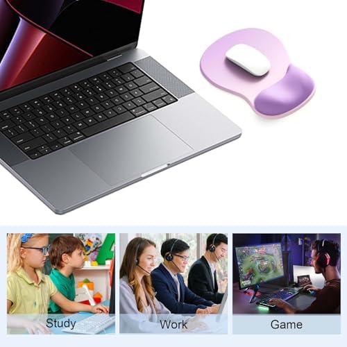 Ergonomic Mouse Pad with Gel Wrist Support, Comfortable Wrist Rest Mousepad with Non-Slip PU Base for Pain Relief, Desk, Home & Office(Amethyst Shade)