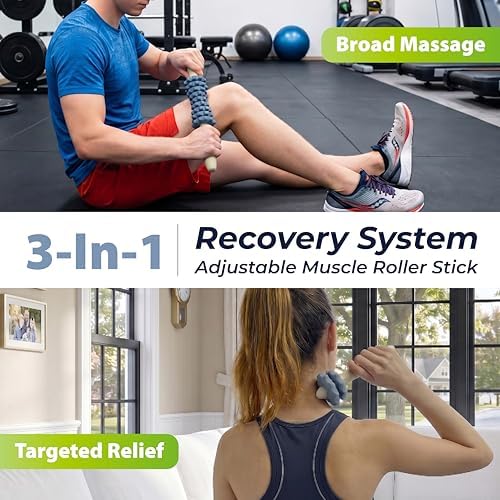 ONIPAX 3-in-1 Muscle Roller Stick - Adjustable Deep Tissue Massage Tool