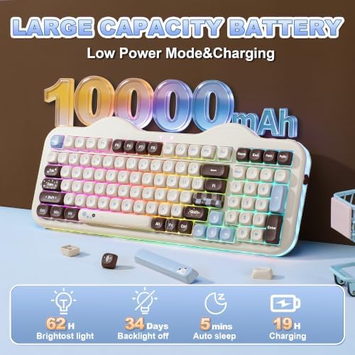 YUNZII C98 Cute Cake Wireless Mechanical Keyboard (Choco, Milk Switch)
