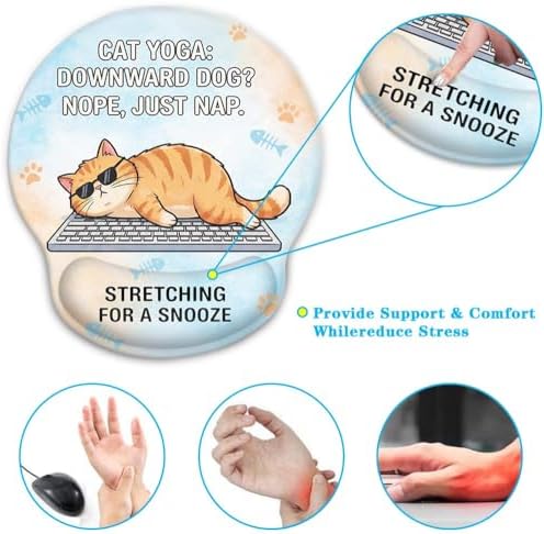 Britimes Ergonomic Mouse Pad with Wrist Support, Cat Cartoon