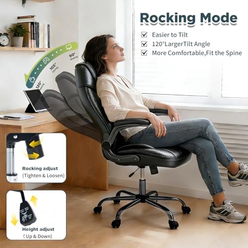 500lbs Plus Size Comfy Office Desk Chair with Back Support Black