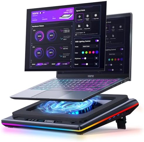 llano V12 Ultra Laptop Cooling Pad with Smart Software Control Laptop Fan