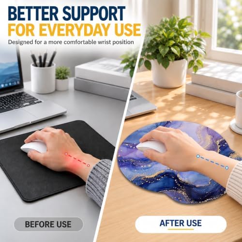 Blue Marble Keyboard Wrist Rest and Mouse Pad Set with Matching Coaster