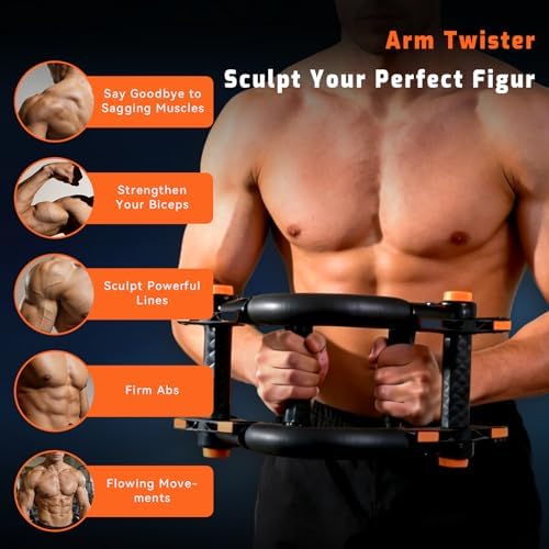 Twister Arm Trainer with Push-Up Grips, Adjustable Resistance (20-90LB), Unisex Chest Workout Equipment, Spring Resistance Exerciser for Muscle Building & Shaping