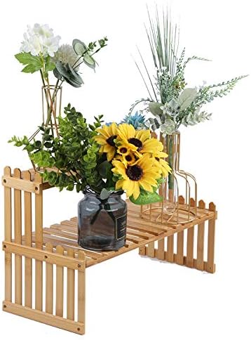 GURECOD 2 Tiers Bamboo Plant Stand Shelf, 18.5" Length