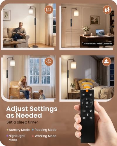 Dimmable Floor Lamp for Living Room with Remote & 10W Bulb