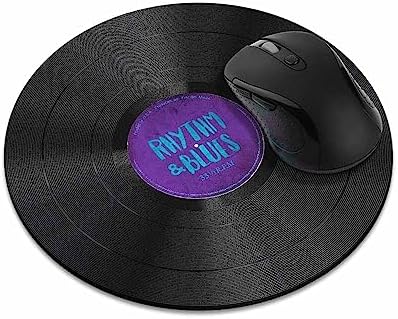 Non-Slip Round Mousepad, WIRESTER Vintage Vinyl Record Purple Mouse Pad for Home, Office and Gaming Desk