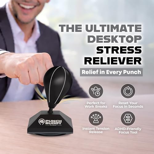 Desktop Punching Bag – Desk Fidget Toy for Stress Relief & Focus – Mini Suction Cup Punch Ball with Patented Griply™ Technology – Office Stress Reliever for Adults, Teens & Coworkers
