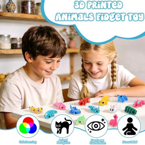 50Pcs Mini 3D Printed Animals Articulated Flexible 3D Printed Fidget Toys