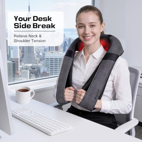 Mirakel Heat Neck Massager for Pain Relief Deep Tissue - Gift for Women Men