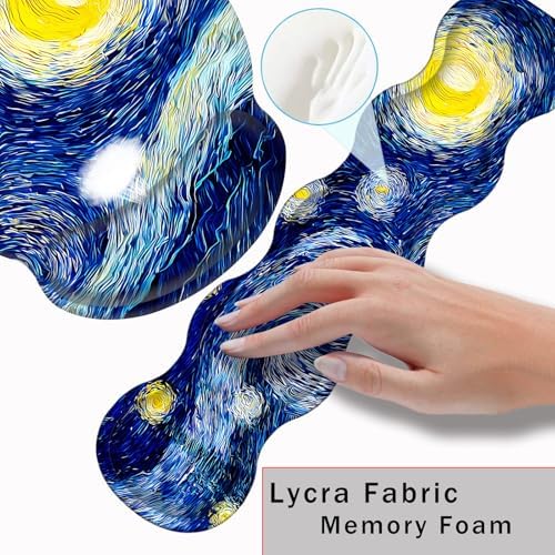 Mouse Pad,Large Pink Desk Mat, 4in1 XXL Mousepad + Keyboard Wrist Rest+Mouse Wrist Rest+Coaster Set with Ergonomic Desk Pad for Home Office Table Computer-Abstract Night Sky
