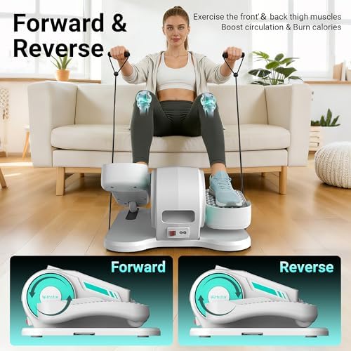 Under Desk Elliptical Machine - Electric Seated Pedal Exerciser, Motorized Leg Exerciser for Seniors Home Office, 12 Adjustable Speeds Whisper Quiet Portable