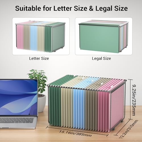 Hanging File Folder Frame Set of 2, Metal Mesh Hanging File Organizer, Hanging File Folders Legal/Letter Size for Hanging Folders Office File Organizer for Desk