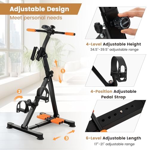 Pedal Exerciser Bike for Seniors, Hand Arm Leg Knee Physical Therapy Exercise Bike with Monitor