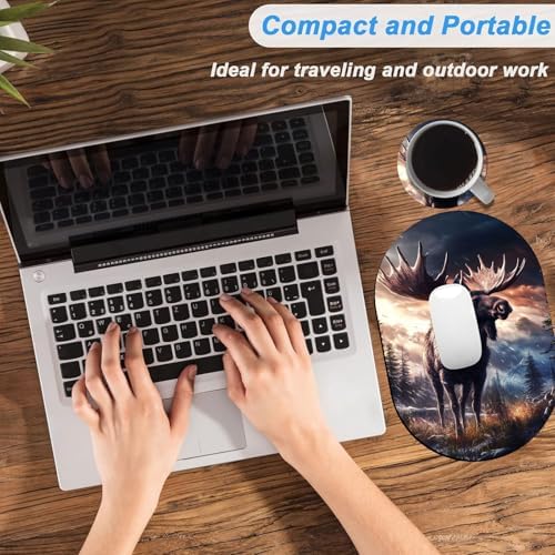 Small Mouse pad, Portable, Waterproof Non-Slip Rubber Bottom, Suitable for Wireless Mouse, Laptop Keyboard Tray for Both Men and Women, Office Travel 7.1x10.6in，Deer in Forest