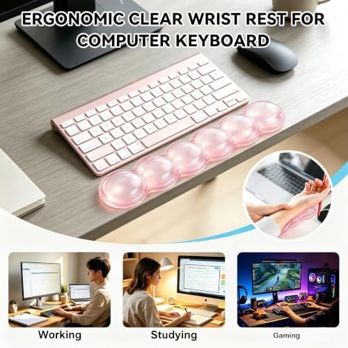 Gel Wrist Rest for Keyboard,Jelly Clear Gel Keyboard Wrist Rest-Pink