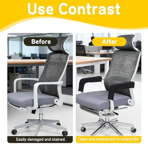 2pcs Office Chair Armrest Covers, Arm Rest Covers for Office Chair,with Zipper, Stretchable Chairs Arm Pads, Black Armrest Cover for Chairs