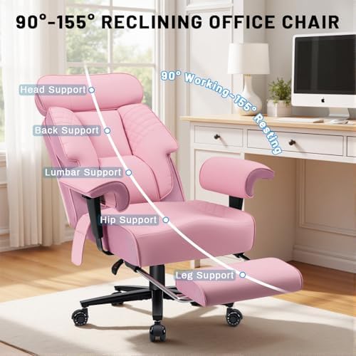HOFFREE 500lbs Big and Tall Office Chair with Adjustable Lumbar Support