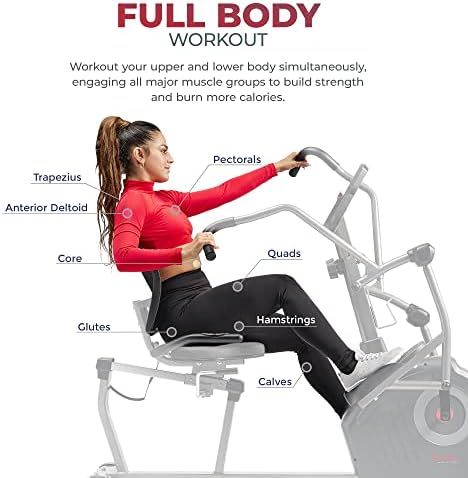 Sunny Health & Fitness Smart Recumbent Cross Trainer with Arm Exerciser