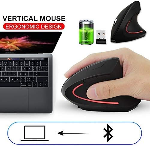 Ergonomic Wireless Mouse,Vertical Gaming Mouse -Ergonomic Design - Prevention of Mouse arm -Tennis Elbow (RSI Syndrome),3 Adjustable DPI 3200/1600/1200 Levels for Laptop, PC, MacBook, Notebook etc.