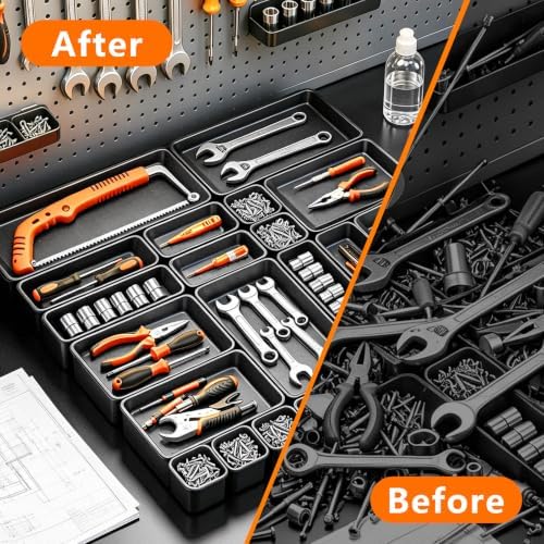 [UPGRADED 100 PCS IN 6 SIZES] Toolbox Organizer, Desk Drawer Organizer Bins, Tool Box Drawer Organizer Tray, Non- Slip Toolbox Organization for Rolling Tool Chest Workbench Garage