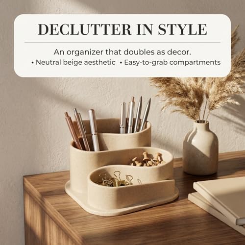 OAKOA Aesthetic Desk Organizer - Modern Desk Accessories - Boho Pen Holder