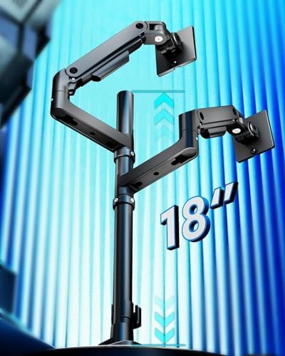 ARES WING Stacked Dual Vertical Monitor Arm with USB A/C for 17 to 49 Inch