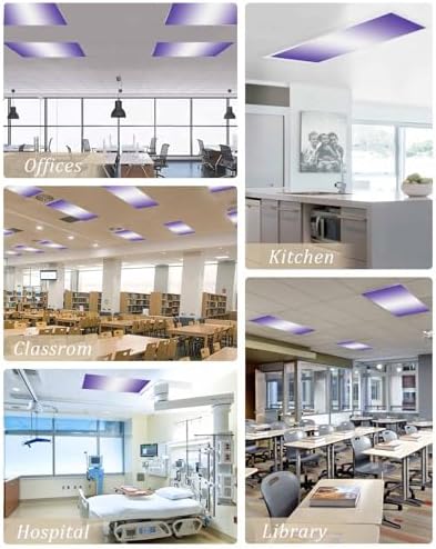 Purple White Minimalist Geometric Ombre Art Magnetic Fluorescent Light Covers for Ceiling Lights 2 x 4 Feet, Office Classroom Kitchen Drop Ceiling Light Covers Lighting Filters Shade Panel 4 Packs