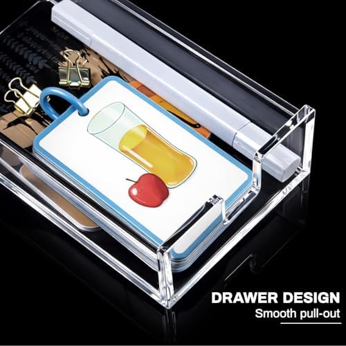 Xuhal Acrylic Mail Organizer with Drawer, 5 Compartments Clear Desk File