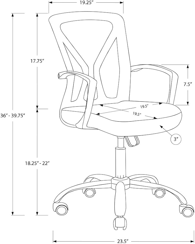 Ergonomic Office Chair with Breathable Polyester Mesh Back, Adjustable Height & Swivel Seat for All-Day Comfort at Desk