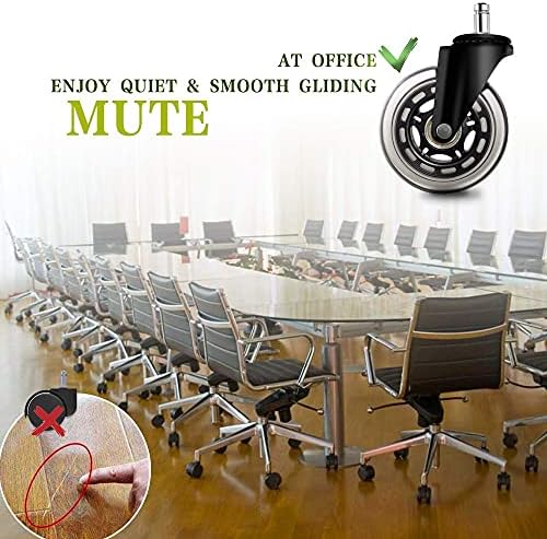 3" Office Chair Caster Wheels with 10mm Stem 1KEA ONLY, Heavy-Duty Rubber Chair Casters Replacement Set of 5, Desk Chair Wheels, Quiet & Smooth Rolling for All Floors (Hardwood, Carpet)