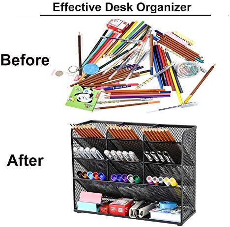 Marbrasse Mesh Desk Organizer, Multi-Functional Pen Holder, Desktop Stationary Organizer, Storage Rack for School Home Office Art Supplies (Mesh Pen Holder)
